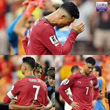 C罗在2026年世界杯八强赛0-1负于西班牙后与雅马尔互换球衣感动告别